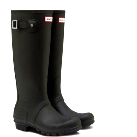 HUNTER RAIN BOOTS - black matte tall women’s size 7 - Picture 2 of 9